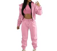 Women'S Casual Tracksuit Autumn And Winter Top Vest Pant 3 Pieces Set Fashion Solid Color Zip Hooded Sweatshirt Pants Casual 3 Pieces Set Tracksuit Womens FullLoungewearHomewear Streetwear