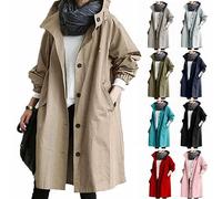 Womens Casual Trench Coat Medium-Length Temperament Waisted Long Sleeved Jacket Beige Trench Coat Womens Red Leather Trench Coat Holy Communion Gifts for Girls Activities Promotion Clearance