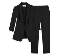 Womens Casual Trouser Suits Formal 2 Piece Outfits Long Sleeve One Button Blazer Jackets and Trousers Smart Office Classic Suit for Ladies UK Women's Business Office Suit Sets Black