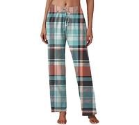 Women's Casual Trousers, Checked Pattern, Soft Comfort Without Pockets, Casual Pyjama Clothing, Comfortable Fit, Elegant Everyday Trousers, Fashionable Design, Flexible Freedom of Movement