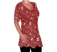 Womens Casual V Neck Plus Size Flared Swing Blouse Long Ladies Tunic Top