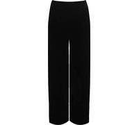 Womens Casual Velour Velvet Wide Leg Palazzo Trousers Ladies Flared Loose Fit Pants (Black UK 12-14)
