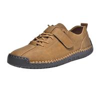 Womens Casual Walking Loafers Hand Stitched Flat Faux Leather Shoes Brown 9.5