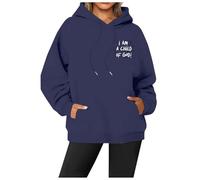 Women's Casual Y2K Hoodies Trendy Hooded Cute Cool with Hood Clothes for Teens Graphic Long Sleeve Country Sweaters Tops Comfort Cartoon Outfits 2025 University Fall Thin Vintage Navy