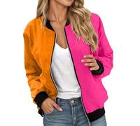 Women's Casuals Jacket Women Packable Jackets Short Lightweight Flight Coat Festival Outfit Coats Full Zip Winter Bomber Tops Round Neck Long Sleeve Pullover with Pockets Spring Fall