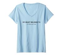 Womens Cat Adoption, My Heart Belongs to A Rescue Cat V-Neck T-Shirt