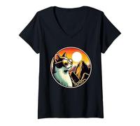 Women's Cat At Machu Picchu in Peru V-Neck T-Shirt