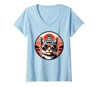 Women's Cat At The Osaka Castle V-Neck T-Shirt
