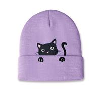 Womens Cat Beanie, Cute Crochet Cat Hat, Warm Elastic Animal Knitted Hats, Fashion Cat Lovers Gifts for Women Girls (Purple)