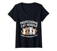 Womens Cat Herding Champion Professional Cat Herder V-Neck T-Shirt