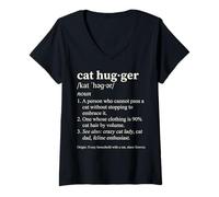 Women's Cat Hugger Definition Funny Dictionary Style Feline Lover V-Neck T-Shirt