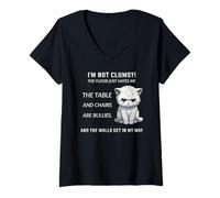 Womens Cat I'm Not Clumsy The Floor Just Hates Me The Table V-Neck T-Shirt