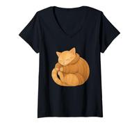 Womens Cat in a Sweater - Cozycore Relaxing Vibes Rainy Day V-Neck T-Shirt