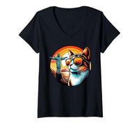 Women's Cat in Brazil At Christ The Redeemer V-Neck T-Shirt