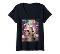 Women's Cat in Cupcake Forest V-Neck T-Shirt