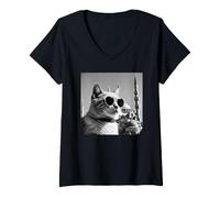 Women's Cat in Türkiye and Sultan Ahmed Mosque V-Neck T-Shirt