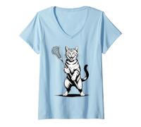 Women's Cat Lacrosse Team Goalie Lax Player V-Neck T-Shirt