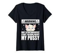 Women's Cat Lover May Spontaneously Start Talking About My Pussy V-Neck T-Shirt
