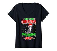 Women's Cat Lover This is My Christmas Pajama Shirt Christmas V-Neck T-Shirt