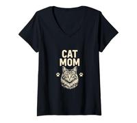 Womens Cat Mom - My Cat Runs This House V-Neck T-Shirt