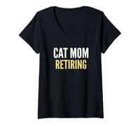 Women's Cat Mom Retiring Pregnancy Announcement Mother V-Neck T-Shirt