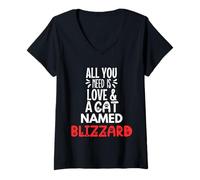 Womens Cat Name Blizzard Design - All You Need is Love! V-Neck T-Shirt