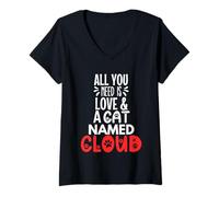 Womens Cat Name Cloud Design - All You Need is Love! V-Neck T-Shirt