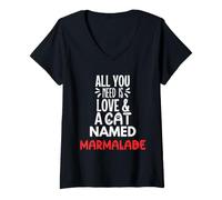 Women's Cat Name Marmalade Design - All You Need is Love! V-Neck T-Shirt