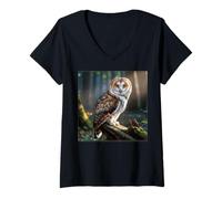 Women's Cat Owl Funny Cursed Internet Trendy Meme V-Neck T-Shirt