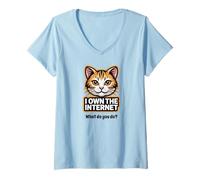 Women's Cat Owns the Internet - What do You Do? V-Neck T-Shirt