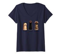 Women's Cat Paws Rock Paper Scissors Blk Feline Lovers Kitty Kitten V-Neck T-Shirt