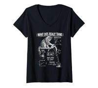 Women's Cat Physics Projectile Motion Science Teacher Humour V-Neck T-Shirt