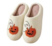 Womens Cat Pumpkin Slippers Ladies Fluffy House Shoes Cosy Indoor Slipper | Halloween Memory Foam Warm Winter Cotton Mules Soft Plush Scuffs Slip On Spooky Autumn Thick Sole