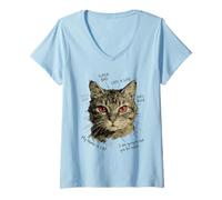 Women's Cat Red Eyes Super Bad Street Style Vibes V-Neck T-Shirt