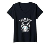 Women's Cat Siamese Please V-Neck T-Shirt