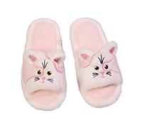 Womens Cat Slippers Size 4-9 Cute Animal Comfy Flannel Memory Foam Wide Fit Open Toe Slip On Indoor Soft Slides Shoes for Women (5.5) Pink
