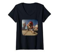 Womens Cat Street Photography Trap Music Cat V-Neck T-Shirt