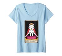 Womens Cat Tarot Card Hiss Majesty Cute Cat Litter Box Funny Cat V-Neck T-Shirt