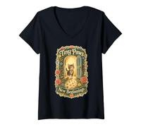Women's Cat Tiny Paws New Beginnings Cute Animal V-Neck T-Shirt