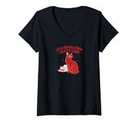 Women's Cat & Typewriter - Journalism Matters V-Neck T-Shirt