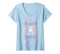 Women's Cat & Typewriter - Journalism Matters V-Neck T-Shirt