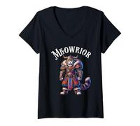 Womens Cat Viking Pun Meowrior Nordic Norse Warrior Women Men Kids V-Neck T-Shirt