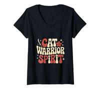 Women's Cat Warrior Spirit Retro Samurai Anime Aesthetic V-Neck T-Shirt