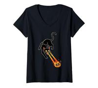 Womens Cat with Laser Eyes - Lasercat V-Neck T-Shirt