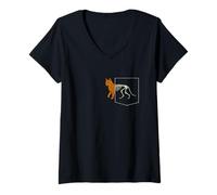 Womens Cat Xray Pocket Cute Kitten Lover Feline Pet Owner Kitty V-Neck T-Shirt