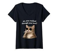 Women's Cat You Rushed Through Your Test Funny Test Day Teacher V-Neck T-Shirt