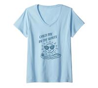 Women's Catch Me By The Waves Sun V-Neck T-Shirt