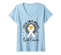 Womens Catch Your Breath Beat Cancer - Lung Cancer Awareness V-Neck T-Shirt