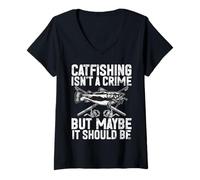 Womens Catfishing Isn't a Crime But Maybe It Should Be Catfish V-Neck T-Shirt