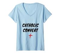 Womens Catholic Convert V-Neck T-Shirt